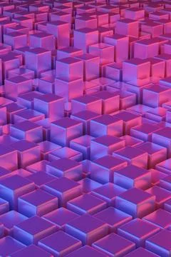 Red and blue quadrangular prisms. Abstract background. 3d illustration. Stock Illustration