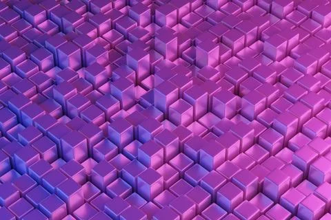 Red and blue quadrangular prisms. Isometric abstract background. 3d illustr.. Stockfoto's