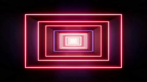Red and Blue Rectangle Light Tunnel VJ Loop Stock Footage 201201364