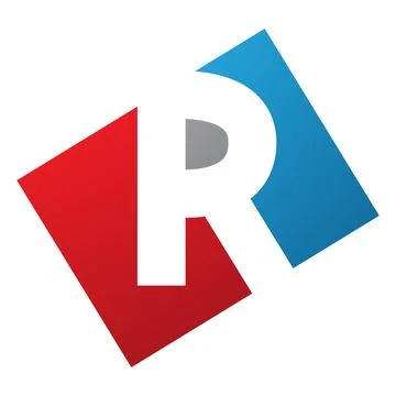 Red and Blue Rectangle Shaped Letter R Icon Stock Illustration