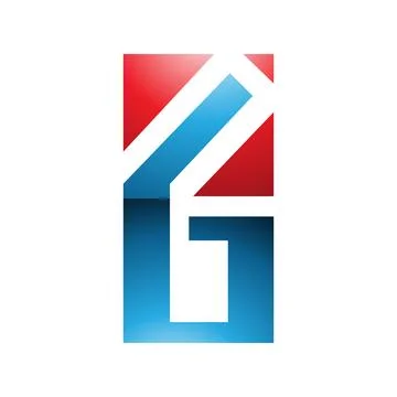 Red and Blue Rectangular Glossy Letter G or Number 6 Icon Stock Illustration