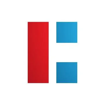 Red and Blue Rectangular Letter C Icon 스톡 일러스트