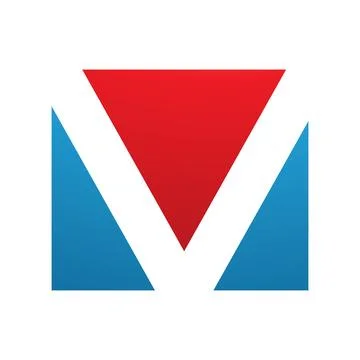 Red and Blue Rectangular Shaped Letter V Icon Stock Illustration