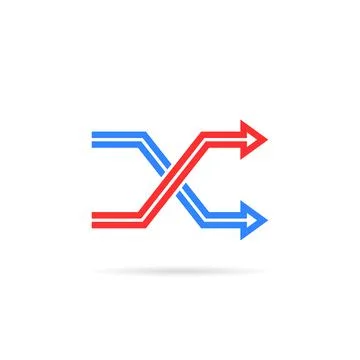 Red and blue repeat icon like shuffle Stock Illustration