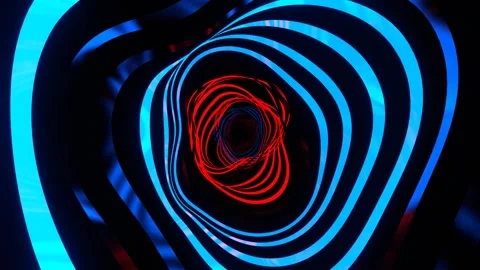 Red and Blue Ribbon Waves Background VJ Loop in 4K Stock Footage 296978087