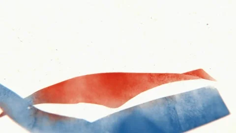 Red and blue ribbons twisting across white paper Stock Footage 346778359