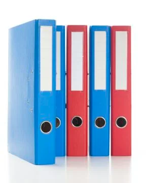 Red and blue ring binders Stock Photos