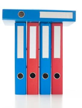 Red and blue ring binders Stock Photos