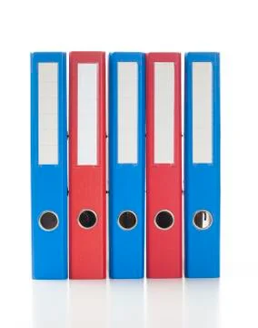 Red and blue ring binders Stock Photos