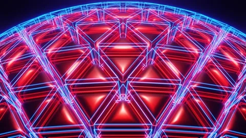 Red and Blue Sci-Fi Neon Glowing Ball Background VJ Loop in 4K Stock Footage 251029728