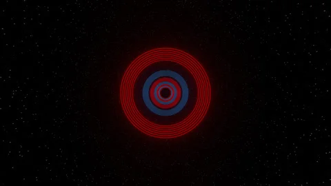 Red and Blue Sci-Fi Cosmic Neon Circles Background VJ Loop in 4K Video stock 306366733