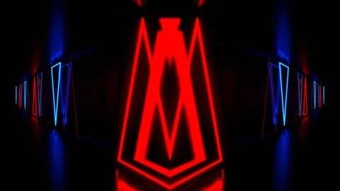 Red and Blue Side Neon Strobe Triangles Kaleidoscope Background VJ Loop in 4K 库存影片 336482245