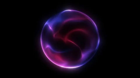 Red and blue sphere out of focus on isolated black background. Slow motion .. Video stock 320583353