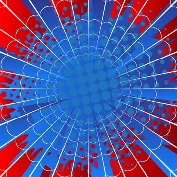 Red and blue spider web cartoon background. Colored comic book illustration,  Stock Illustration