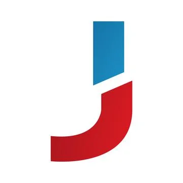Red and Blue Split Shaped Letter J Icon Illustrazione stock