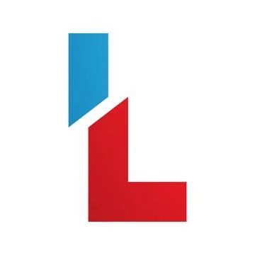 Red and Blue Split Shaped Letter L Icon Stock Illustration