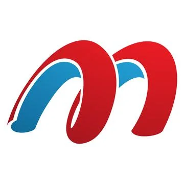 Red and Blue Spring Shaped Letter M Icon Stock Illustration