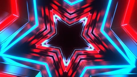 Red and Blue Star Strob Tunnel Background VJ Loop in 4K Stock Footage 269182514
