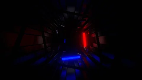 Red and Blue Stepped Neon Strobe Tunnel Background VJ Loop in 4K Stock Footage 318345276