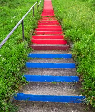 Red and blue steps Stock Photos