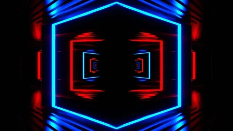 Red and Blue Strobe Frame Mirrors Kaleidoscope Background VJ Loop in 4K Stock Footage 334329410