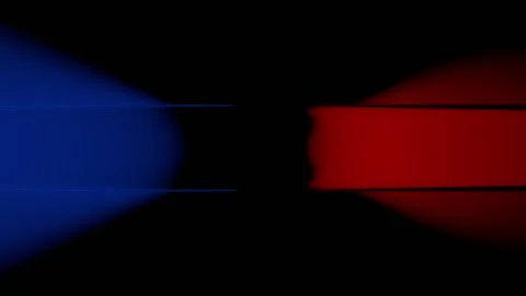The red and blue strobe spins so fast that its beams appear as one solid line Stock Footage 157034904