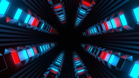 Red and Blue Strobe Tunnel with Reverse Rotation Background VJ Loop in 4K Stock Footage 270956714