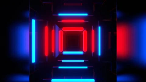 Red and Blue Strobes Through Square in Tunnel Background VJ Loop in 4K Stock Footage 292008170