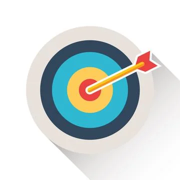 Red and blue target board icon with arrow on mint green background vector Stock Illustration