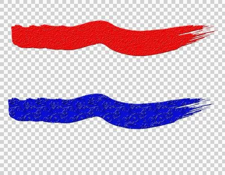 Red and blue textured paint brush strokes isolated Stock Illustration