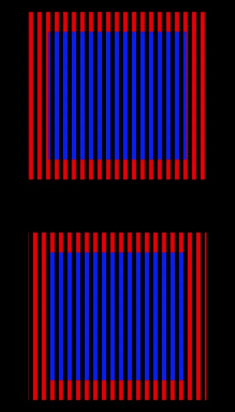 Red And Blue Vertical Striped Optical Illusion Seamless Loop Motion Background Vidéo 339503947