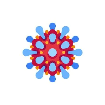 Red and blue virus flat icon. SARS-CoV-2 novel coronavirus vector illustratio Stock Illustration