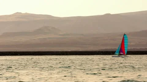 Red and blue wind sail Video stock 11243953