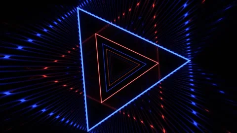 Red and BlueTrendy Neon Triangular Corrugated Tunnel Background VJ Loop in 4 Stock Footage 346815674