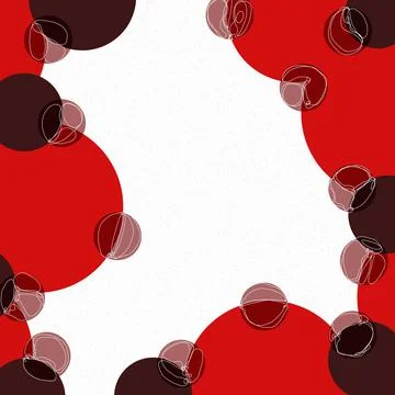 Red and brown circles on light background, white line creative shapes, abstra Stock Illustration