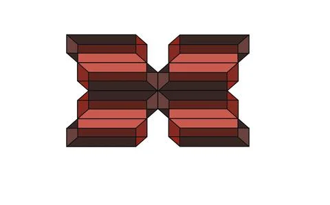 Red and brown prism pattern forming X‑shape Stock Illustration