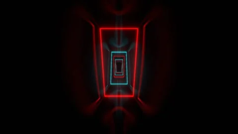 Red and Cyan Neon Frames Corridor Background VJ Loop in 4K Stock Footage 313819897
