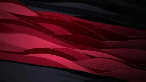 Red and dark grey ribbon waves flow in a seamless loop Stock Footage 341857047