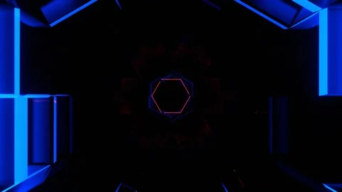 Red and Deep Blue Futuristic Nightclub Tunnel with Strobe Lights Background  Stock Footage 341675336