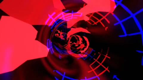 Red and Deep Blue Moving Along the Abstract Neon Portal Background VJ Loop i Stock Footage 308149973