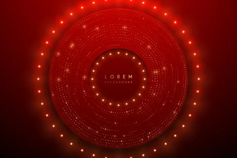 Red and gold background with circle illumination Stock Illustration