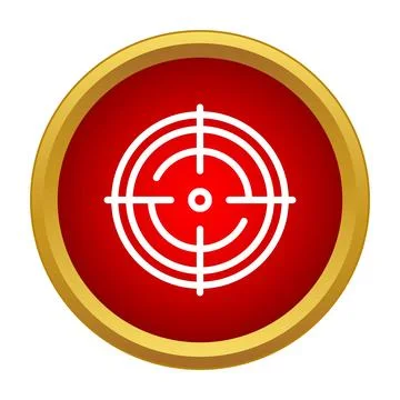 Red and gold bordered button showing a focused target icon Stock Illustration