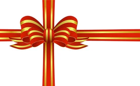 Red and Gold Bow on a white background Stock Illustration