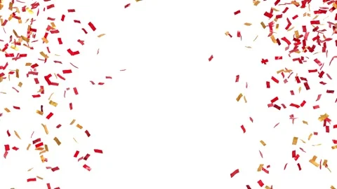 Red and gold confetti explosion on white background for christmas - 3D rend.. 스톡 동영상 280686946