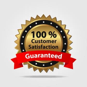 Red and gold customer satisfaction badge Stock Illustration
