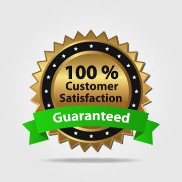 Red and gold customer satisfaction badge Stock Illustration
