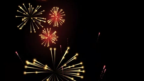 Red and Gold Firework Explosions Animation Clip Stockbeeldmateriaal 331654838