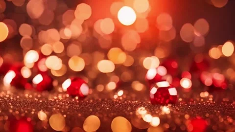 Red and Gold Glitter Particles With Bokeh Background Stock Footage 292633853