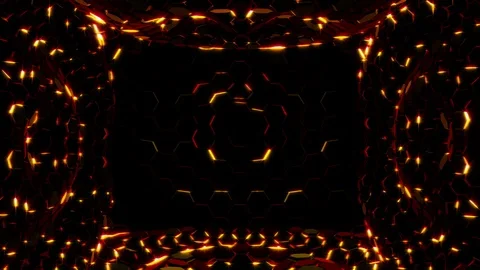 Red and Gold Hexagonal Lights Stock Footage 100543502