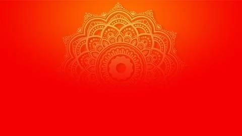 Red and Gold Mandala Background for Navratri Festival Celebrating Durga Puj.. Stock Illustration